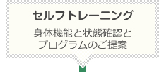 セルフトレーニング：身体機能と状態確認とプログラムのご提案