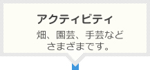 アクティビティ：畑、園芸、手芸などさまざまです。